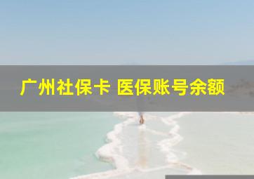 广州社保卡 医保账号余额